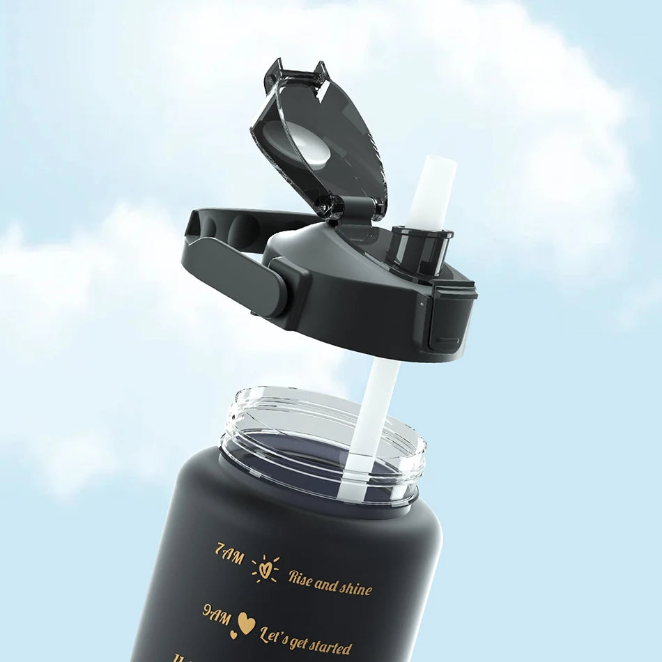 Large Capacity Sports Water Bottle With Straw Portable Handle